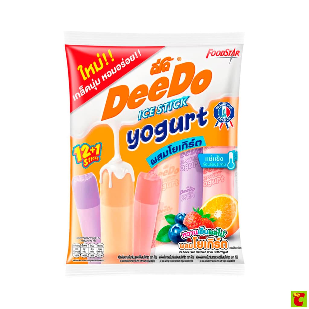 ดีโด้ เครื่องดื่มหวานเย็นกลิ่นผลไม้ผสมโยเกิร์ต 35 มล. แพ็ค 12+1
