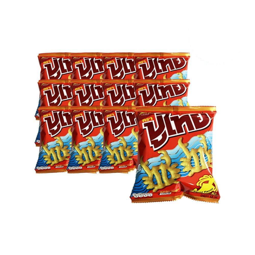 ปูไทยขนมทอดกรอบ ปลาหมึก 12ก. แพ็ค12 POOTHAI SNACK