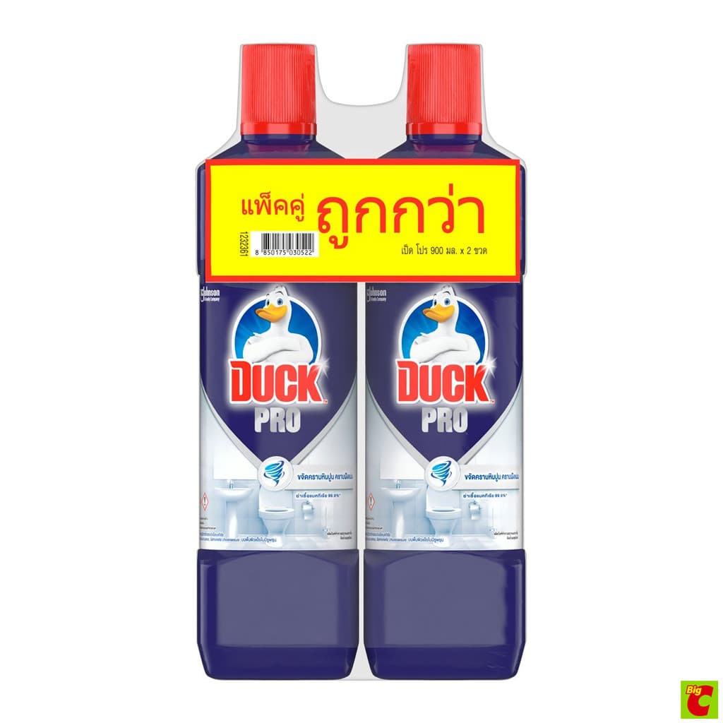 เป็ด โปร ห้องน้ำ 1 น้ำยาทำความสะอาดห้องน้ำ สูตรเข้มข้น 900 มล. แพ็คคู่