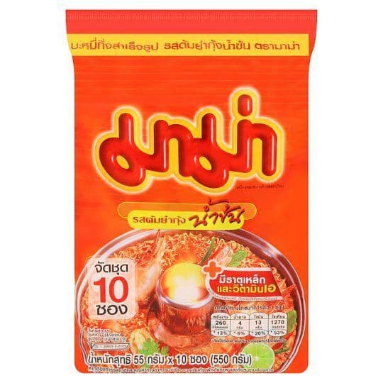 มาม่าบะหมี่ ต้มยำกุ้งน้ำข้น 55ก.X10 MAMA NOODLE SHRIMP CREAMY